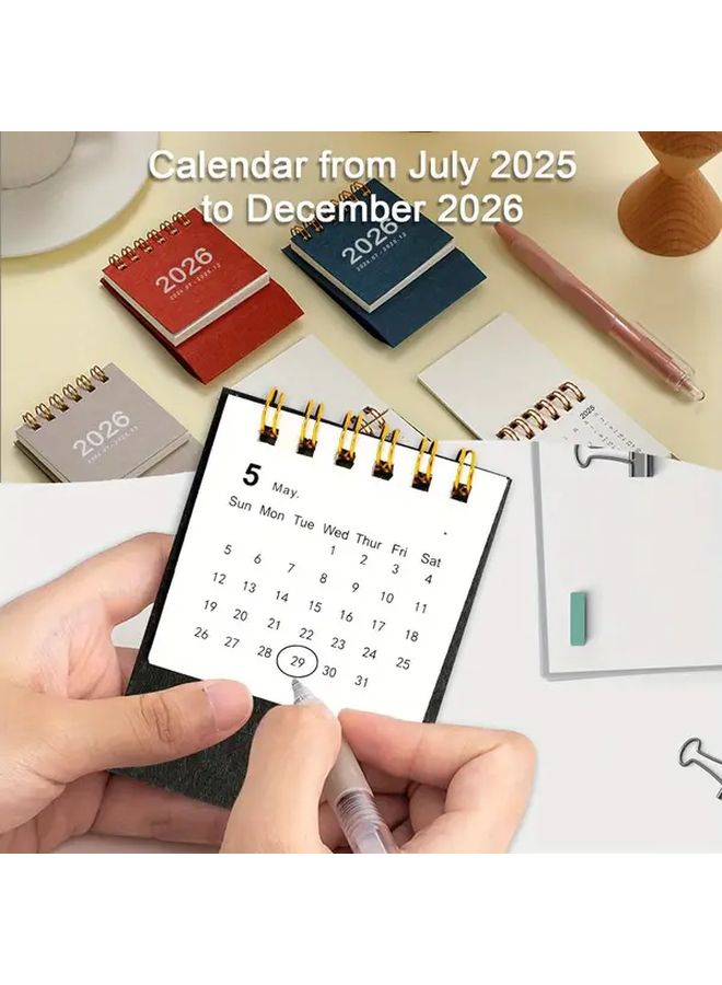 10 قطعة مجموعة تقويم مكتب 2026 مع مخطط شهري، زينة ذهبية، غلاف أنيق - Image 1